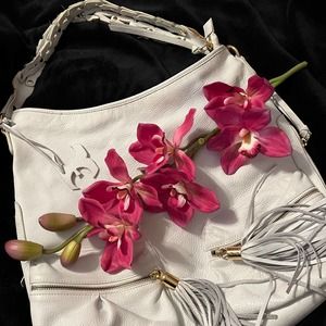 Elly Clay Buttery Soft White Leather Bucket Purse